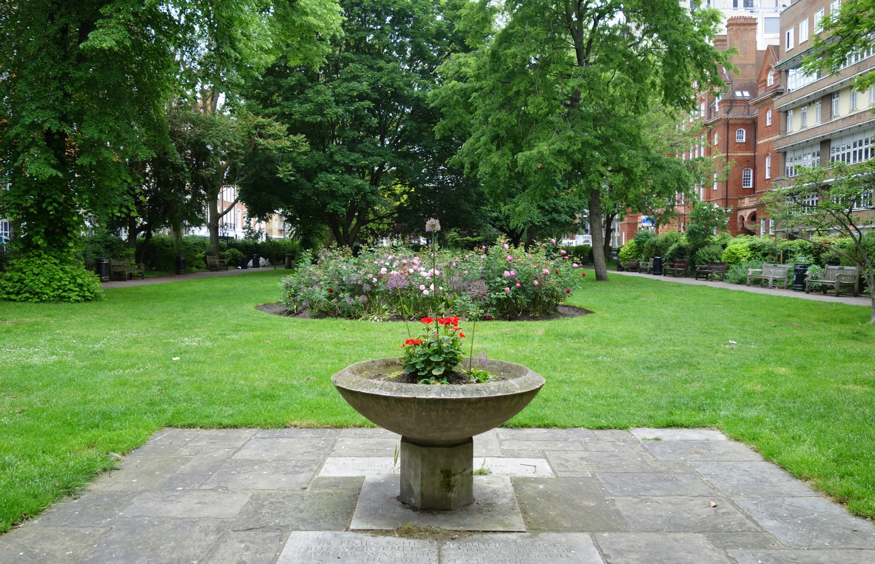 The gardens of Queen Square in Bloomsbury, London